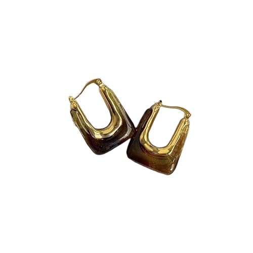 HUANGBONIG Ziehen Sie den Wind U-förmige geometrische Harz Ohrschnalle Design Sinn exquisite Ohrringe., Metall von HUANGBONIG