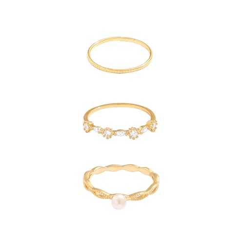 HUANGBONIG Zirkon dreilagiger geschlossener Ring mit Perlen verblasst nicht.Minderheit Zeigefingerring -WR12283B8 von HUANGBONIG