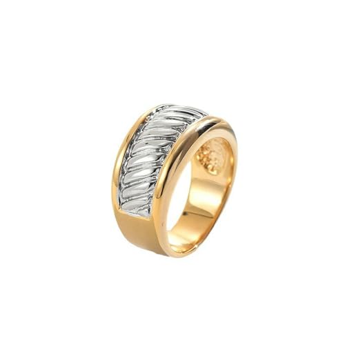 HUANGBONIG Zweifarbiger Retro-Ring für Herren und Damen, breite Krempe, exquisit, No. 8 von HUANGBONIG