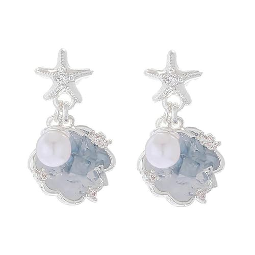 Kleine und exquisite Perlenohrringe für Damen, Farbverlauf, fünfzackiger Sternschmuck Kleine und exquisite Perlenohrringe für Damen, Farbverlauf, fünfzackiger Sternschmuck von HUANGBONIG