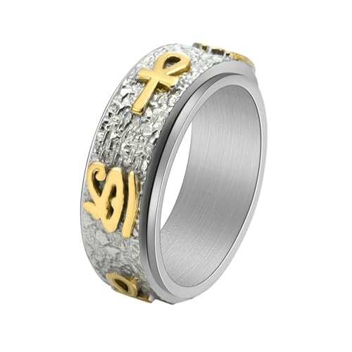 Kreuz drehbarer exquisiter Ring Titanstahl Druckentlastungsring für Damen und Herren, No. 9 von HUANGBONIG