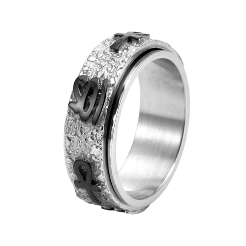Kreuz drehbarer exquisiter Ring Titanstahl Druckentlastungsring für Damen und Herren, Nr. 6 von HUANGBONIG