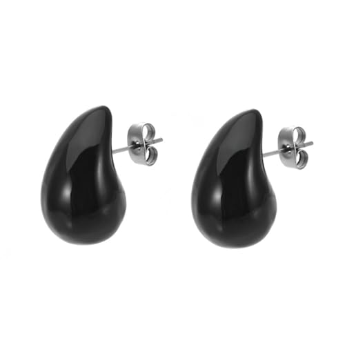 Modische, hohle Wassertropfen-Ohrringe für Damen, Edelstahl, mehrfarbig, Kunstharz von HUANGBONIG