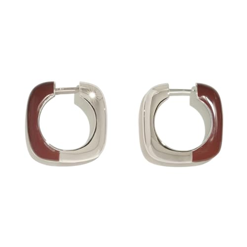 Schlichte Metall-Ohrringe mit weißer Emaille von HUANGBONIG