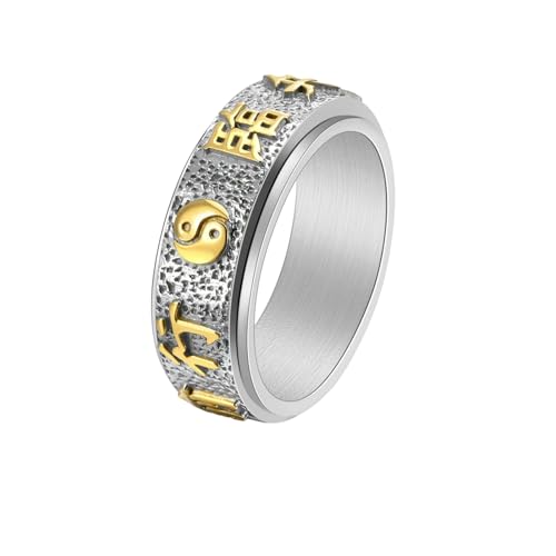 Titanstahl Yin und Yang Klatschring für Herren, Persönlichkeit, drehbarer Schmuck, 12(th) von HUANGBONIG