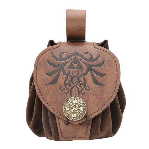 HUANGGG PU Leder Cube Bag Cosplay Side Pack Kleingeld Geldbörse Old Styles Gürteltasche Mittelalter geprägte Hüfttasche Kleine Geldbörse von HUANGGG