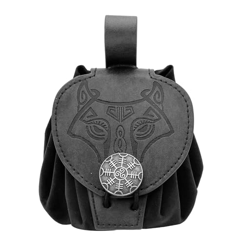 HUANGGG PU Leder Cube Bag Cosplay Side Pack Kleingeld Geldbörse Old Styles Gürteltasche Mittelalter geprägte Hüfttasche Kleine Geldbörse von HUANGGG