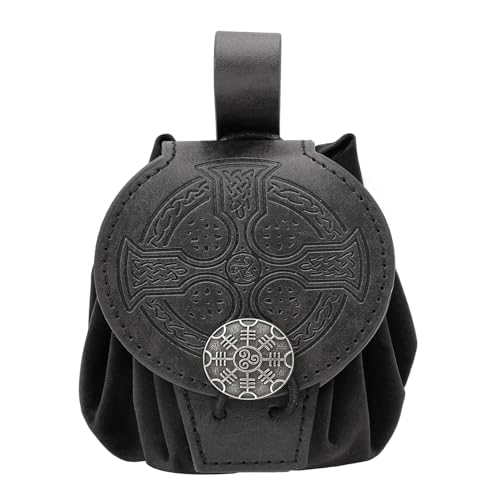 HUANGGG PU Leder Cube Bag Cosplay Side Pack Kleingeld Geldbörse Old Styles Gürteltasche Mittelalter geprägte Hüfttasche Kleine Geldbörse von HUANGGG