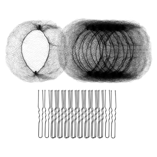 Ballett-Haarnetz-Set für Damen und Mädchen, 20 unsichtbare elastische Netz-Haarnetze mit 50 U-förmigen Haarnadeln für Tanz von HUANGING