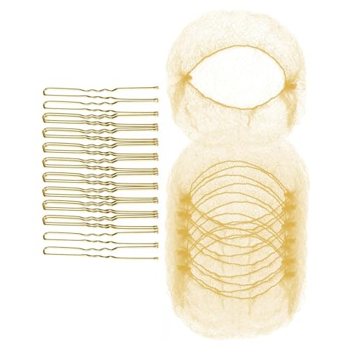 Ballett-Haarnetz-Set für Damen und Mädchen, 20 unsichtbare elastische Netz-Haarnetze mit 50 U-förmigen Haarnadeln für Tanz von HUANGING