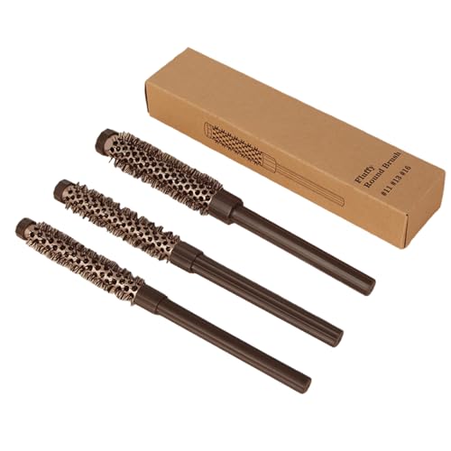 HUANGTNG 3-teiliges kleines rundes Pinsel-Set zum Föhnen und Stylen von kurzen Haaren mit weichen Nylonborsten für Damen und Herren von HUANGTNG