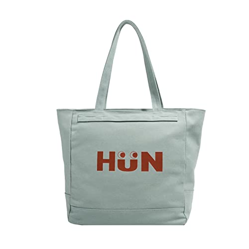 Damen-Canvas-Tasche, Shopper mit Reißverschluss, lässige Handtaschen, großes Fassungsvermögen, Einkaufs-Umhängetasche, Geldbörse, schlichte, modische Hobo-Taschen, Grün , AS THE PIC SHOW von HUANIZI