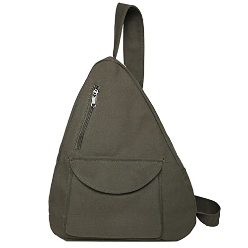 Damen-Schultertasche, Kuriertasche, Canvas, modische Damentasche, einfarbig, Brusttasche, Grün , AS THE PIC SHOW von HUANIZI