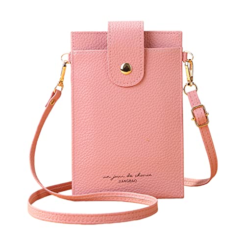 Dünne Umhängetasche für Damen, kleine Handytasche, Kuriertasche, solide Umhängetasche, weibliche Kartengeldbörse, Pink, AS THE PIC SHOW von HUANIZI