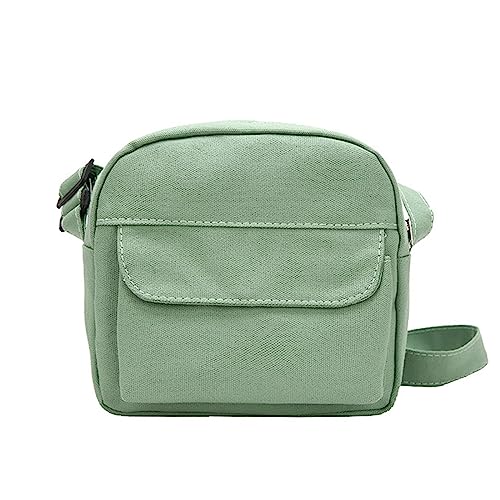 HUANIZI 2023 CanvasBag Crossbody Casual Bag Japanischer Stil Große Kapazität Schultertasche für Mädchen Frauen Vielseitige Kuriertasche, Grün , 18x7x19cm von HUANIZI