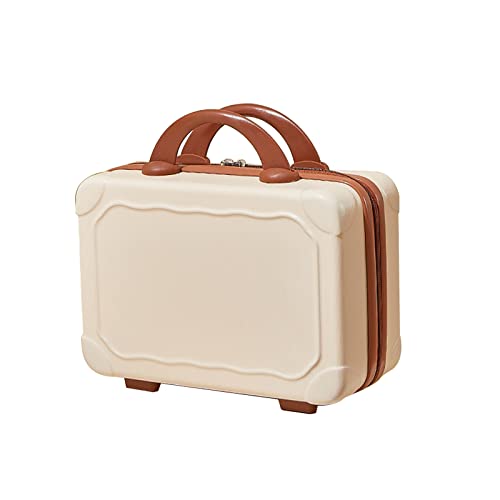 HUANIZI 35,6 cm ABS-Kosmetiktasche, tragbar, Reise-Make-up-Koffer, dekorative Handgepäck-Tragetasche für Frauen und Mädchen, Beige, AS THE PIC SHOW von HUANIZI