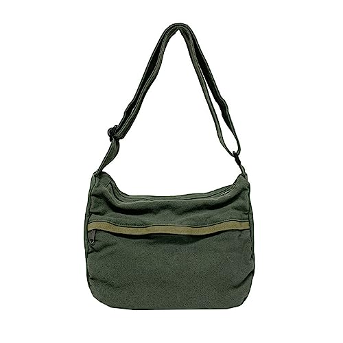 HUANIZI Damen-Schultasche, Kuriertasche für Damen, Schultertasche, solide, große Kapazität, lässige Damentasche, Grün (Army Green), 32x11x26cm von HUANIZI