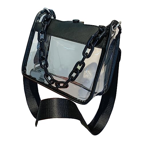 HUANIZI Damen-Umhängetasche, transparent, PVC, Handtaschen und Geldbörsen, Acrylkette, quadratische Umhängetasche, Schwarz, AS THE PIC SHOW von HUANIZI