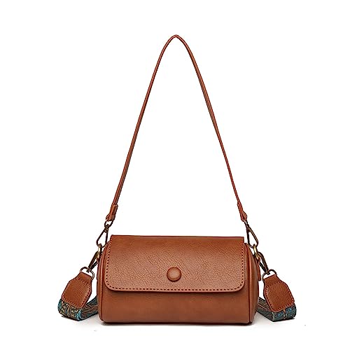 HUANIZI Damen-Umhängetasche aus PU-Leder, solide Kissen, modische Schultertasche, Unterarmtasche, Crossbody-Tasche für Mädchen, Braun, 21x11.5x11cm von HUANIZI