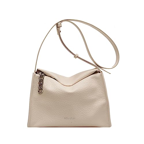 HUANIZI Einfarbige Damen-Umhängetasche, einfache Damen-Umhängetasche, PU-Leder, modische Kuriertasche, Beige, 27x11x20cm von HUANIZI