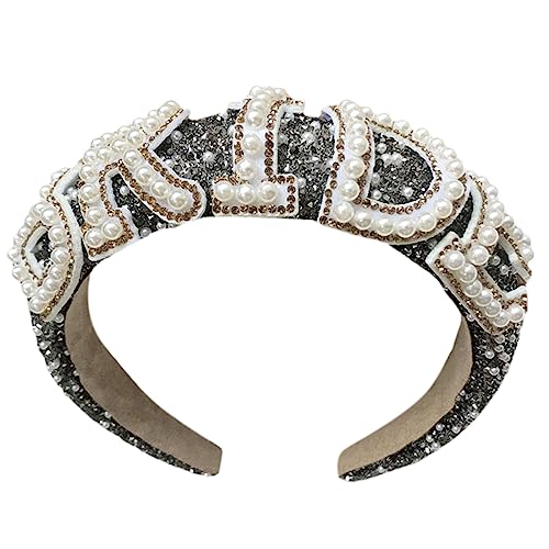 HUANIZI Elegantes Haarband mit weißer Perle, Brautschmuck, glänzend, Brautbrief, weiße Perle, Hochzeitskronen für Damen, Hochzeitszubehör von HUANIZI