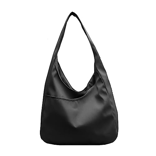 HUANIZI Freizeittasche, lässige Achseltasche, große Kapazität, Schultertasche, Mädchen, Damen, einfarbig, trendige Tasche, Hobo-Tasche, Shopper, Schwarz, 32x30x12cm von HUANIZI