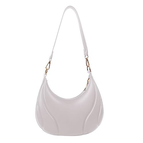 HUANIZI Freizeittasche, legere Achseltasche, große Kapazität, Schultertasche, Mädchen, Damen, einfarbig, trendige Tasche, Hobo-Tasche, Unterarmtasche, Beige, 21x6x19.5cm von HUANIZI