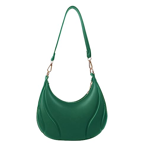 HUANIZI Freizeittasche, legere Achseltasche, große Kapazität, Schultertasche, Mädchen, Damen, einfarbig, trendige Tasche, Hobo-Tasche, Unterarmtasche, Grün , 21x6x19.5cm von HUANIZI