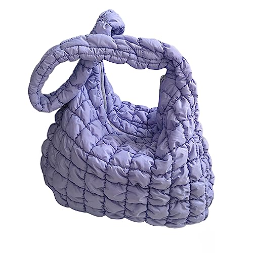 HUANIZI Gefaltete Wolkentasche, gerüschte Umhängetasche, modische Handtasche für Damen, Mädchen, Polyester, Hobo-Tasche, Violett, 45x31x11cm von HUANIZI