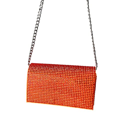 HUANIZI Glitzernde Abendtasche für Damen, Hochzeit, Clutch, Geldbörse, Kette, Umhängetasche, kleine Party-Handtasche, Crossbody-Tasche, Orange/Abendrot im Zickzackmuster (Sunset Chevron), 16x6x9.5cm von HUANIZI