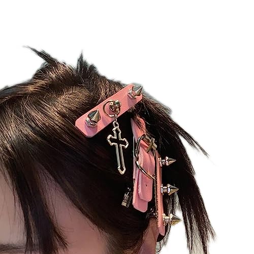 HUANIZI Haarspange mit Nieten, Herzen, Kette, Kopfbedeckung für Frauen und Mädchen, zum Fotografieren, Pony, rutschfeste Haarnadel von HUANIZI