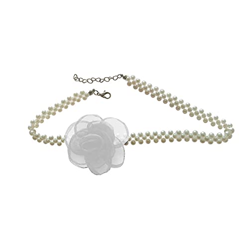 HUANIZI Halskette mit Blumen-Garn-Perlen, Schlüsselbein-Halskette, niedliches Halsband, Hochzeit, Party, Schmuck für Frauen und Mädchen von HUANIZI