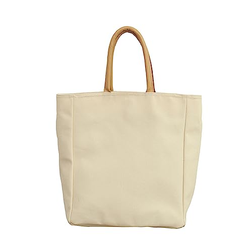 HUANIZI Handtaschen für Damen, Leinen, großes Fassungsvermögen, einfarbig, modische Handtasche, Mädchen, Damen, elegante Taschen, Beige, 28x12x34cm von HUANIZI