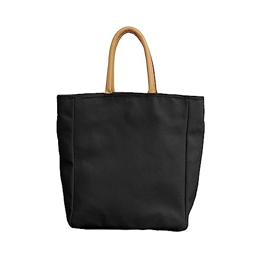 HUANIZI Handtaschen für Damen, Leinen, großes Fassungsvermögen, einfarbig, modische Handtasche, Mädchen, Damen, elegante Taschen, Schwarz, 28x12x34cm von HUANIZI