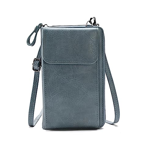 HUANIZI Handytasche für Mädchen und Damen, modisch, Umhängetasche, PU-Leder, Geldkartenhalter, Haspe, Schultertasche, Handtasche, Blau, 11x5x18cm von HUANIZI