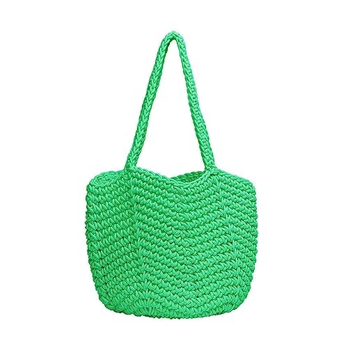 HUANIZI Hohle Tasche Mode Damen Handtasche Große Kapazität Schultertasche Urlaub Stricktasche Vintage Tasche, Grün , 23x20x11cm von HUANIZI