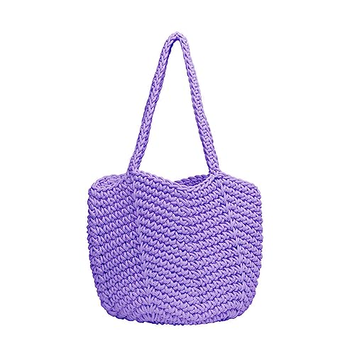 HUANIZI Hohle Tasche Mode Damen Handtasche Große Kapazität Schultertasche Urlaub Stricktasche Vintage Tasche, Violett, 23x20x11cm von HUANIZI