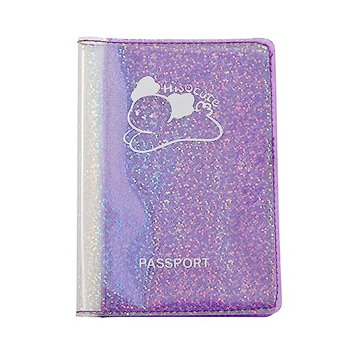 HUANIZI Holografische Reisepasshülle, Reisepasshülle, Brieftasche, Geschenk, niedliches PVC-Kartenetui für Unisex, Violett, 9.5x13.5cm von HUANIZI