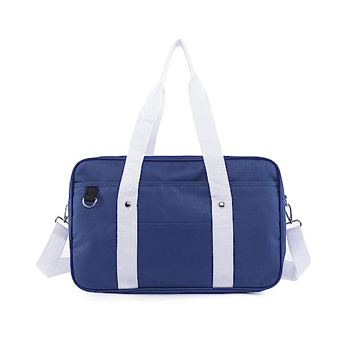 HUANIZI JK Umhängetasche im japanischen Stil, Umhängetasche, Mehrzwecktasche, Mädchen, Studenten, Handtasche, blau/weiß, 40x12x20cm von HUANIZI