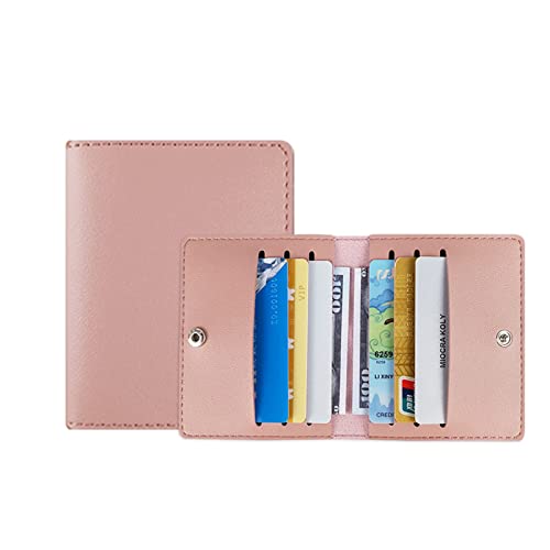 HUANIZI Kreditkarten-Etui, ultradünn, PU-Leder, mehrere Fächer, modisch, Kartenetui, Geldbörse, Geldbörse für Damen und Herren, mit Schnalle, Pink, AS THE PIC SHOW von HUANIZI