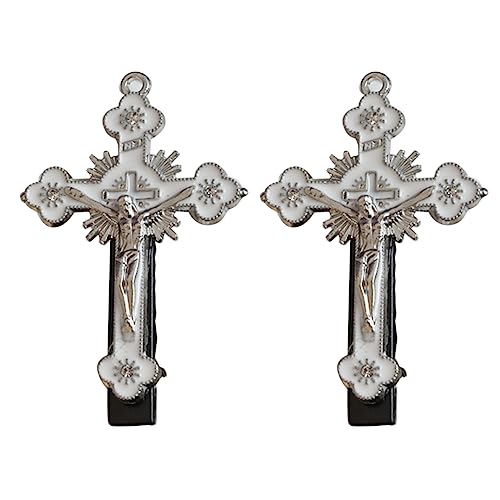 HUANIZI Kreuz-Haarspange für Teenager, Mädchen, Gothic-Stil, Haarnadel, Entenschnabel-Clip, Metallic-Haarspangen für Damen, seitlicher Pony von HUANIZI