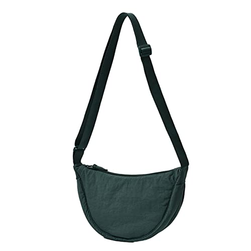 HUANIZI Lässige Nylon-Hobos-Crossbody-Tasche für Damen und Herren, Schultertaschen, große Kapazität, Damen-Reisetasche, Einkaufstasche für Damen, Dunkelgrün, 30 x 17 x 10cm von HUANIZI