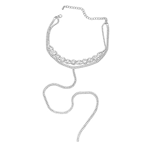 HUANIZI Lange Halskette mit Anhänger, einfache sexy Strass-Halskette, Schlüsselbeinkette, Modeschmuck, mehrschichtige Halskette von HUANIZI