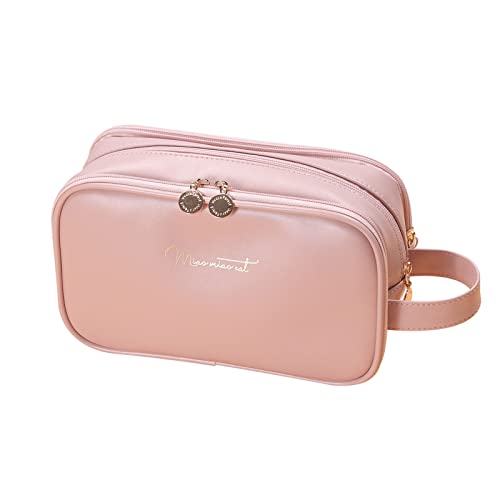 HUANIZI Make-up-Tasche, Kosmetiktasche für Damen, Reise-Make-up-Organizer, Handtasche, große Kapazität für den täglichen Gebrauch, Make-up-Pinselhalter, Pink, AS THE PIC SHOW von HUANIZI