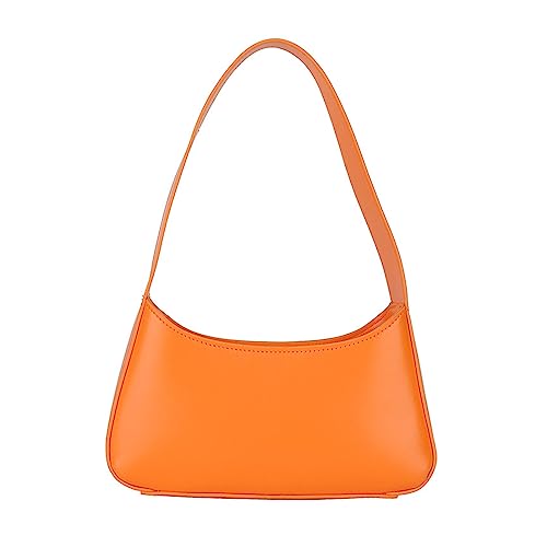 HUANIZI Modische Achseltasche, Freizeit, lässig, PU-Tasche, große Kapazität, Schultertasche für Mädchen und Frauen, einfarbig, trendige Unterarmtasche, Orange/Abendrot im Zickzackmuster (Sunset von HUANIZI