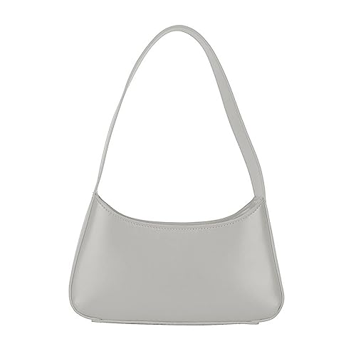 HUANIZI Modische Achseltasche, Freizeit, lässig, PU-Tasche, große Kapazität, Schultertasche für Mädchen und Frauen, einfarbig, trendige Unterarmtasche, silber, 26x15x5.5cm von HUANIZI