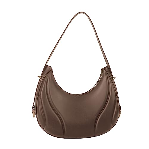 HUANIZI Modische Achseltasche, Schultertaschen für Mädchen, Frauen, Halbmond-Taschen, Damen-Geldbörse, Unterarmtasche, trendige Handtasche, Tragetaschen, Khaki, 18.5x10x21.5cm von HUANIZI