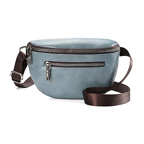 HUANIZI Modische Hüfttasche für Damen, Halbmond-Gürteltasche, große Kapazität, Brusttasche, Bauchtasche mit verstellbarem Riemen, Blau, 21x8x14cm von HUANIZI