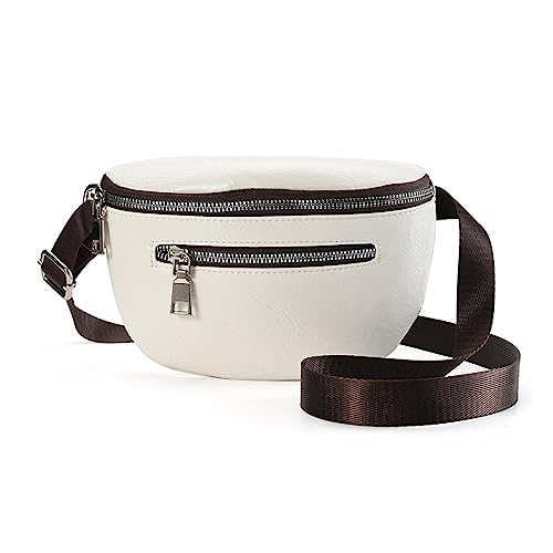 HUANIZI Modische Hüfttasche für Damen, Halbmond-Gürteltasche, große Kapazität, Brusttasche, Bauchtasche mit verstellbarem Riemen, Weiss/opulenter Garten, 21x8x14cm von HUANIZI