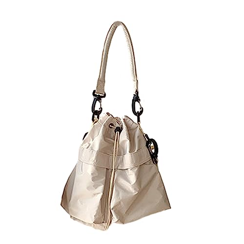 HUANIZI Modische Nylon-Beuteltasche, plissiert, großes Fassungsvermögen, weiche Umhängetasche, Handtasche, lässige Damen-Schultertasche, Beige, 33x14x29cm von HUANIZI